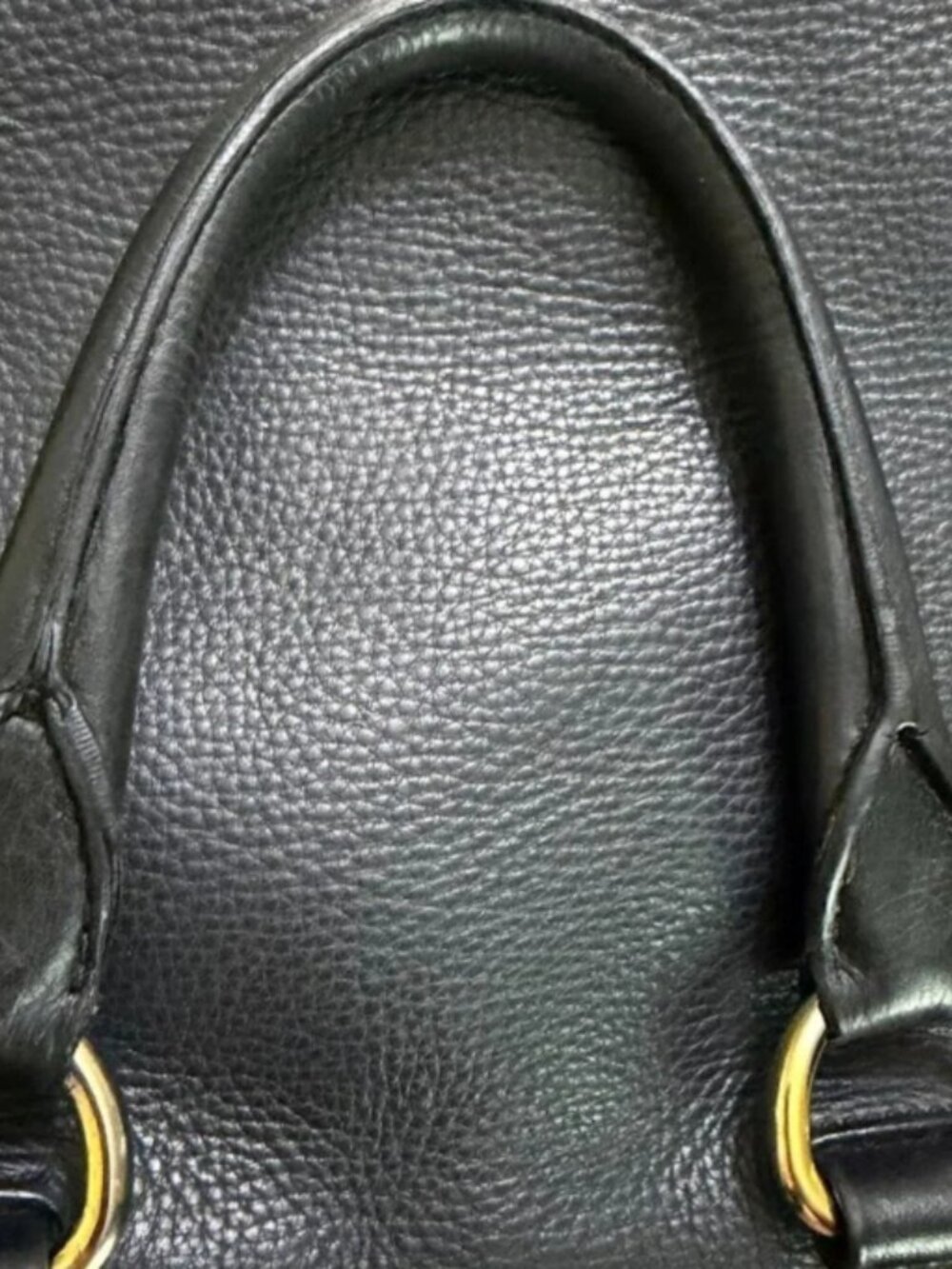 Prada Black Pebbled Leather Large Tote Bag Gold Hardware Shoulder Strap - Picture 11 of 13